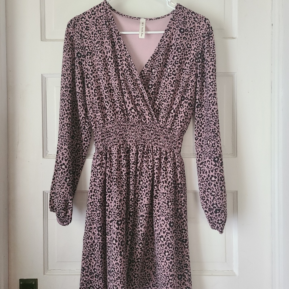 Vanilla Bay Leopard Print & Floral Mini Dress